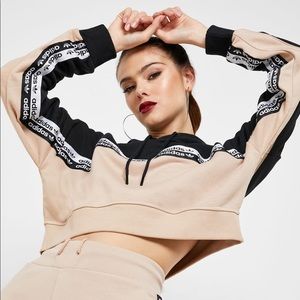 adidas originals colour block tape crop hoodie